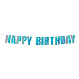 60 Bulk "happy Birthday"  Banner 7 inch - White Iridenscent