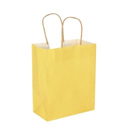 12 Bulk Paper Bags With Handles For Favors & Gifts 10" - Yellow 12pc Pack