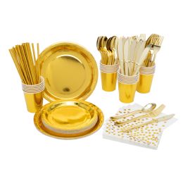 6 Bulk Paper Dinner Set 25/set - Gold