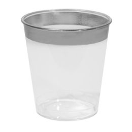 12 Bulk Plastic Shot Glass With Metallic Trim 36pc/pack - Silver
