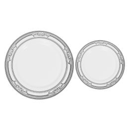 4 Bulk Disposable Deluxe Plate Set 50pc/set - Silver