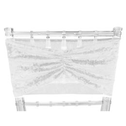 12 Bulk Velvet Ruffle Stretch Chair Sash 6pc/bag - White