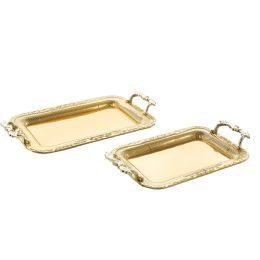 12 Bulk Metal Serving Tray 2pc/set - Gold
