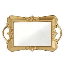 12 Bulk Plastic Tray With Mirror - Gold