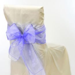 24 Bulk Sheer Organza Chair Bows 9 inch X 10 inch Lavender - 6pcs/bag