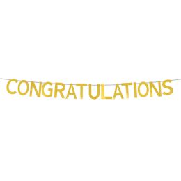 60 Bulk "congratulations"  Banner 7 inch - Gold