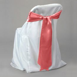 48 Bulk Satin Chair Bow 6 inch X 108 inch 6pc/bag - Coral