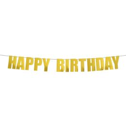 60 Bulk "Happy Birthday"  Banner 7 inch - Gold