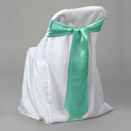 48 Bulk Satin Chair Bow 6 inch X 108 inch 6pc/bag - Aqua