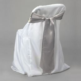 12 Bulk Satin Chair Bow 6 inch X 108 inch 6pc/bag - Silver