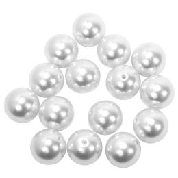 12 Bulk 30mm Craft Pearl Beads With Hole 454g/bag - White