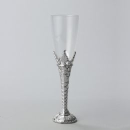 12 Bulk Plastic Champagne Flutes 8 inch - Silver 12pc Pack