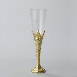12 Bulk Plastic Champagne Flutes 8 inch - Gold 12pc Pack