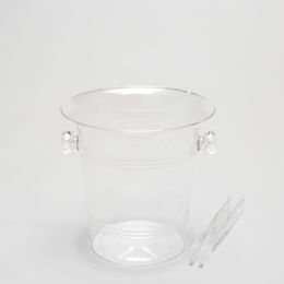 12 Bulk Plastic Ice Bucket With Tong - Clear