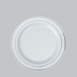 30 Bulk Disposable Deluxe Plate With Hot Stamping Ring 7 inch - Silver 12pc Pack