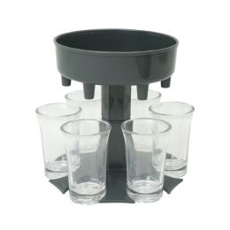 12 Bulk Plastic Shot Glass Dispenser And Holder With Plastic Shot Glasses - Black