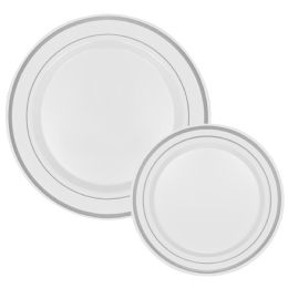 4 Bulk Disposable Deluxe Plate Set 50pc/set - Silver