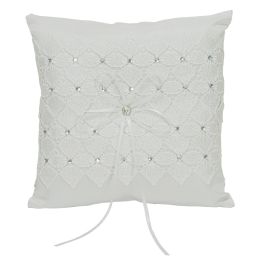 12 Bulk Wedding Pillow With Rhinestone Accent - White