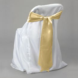 12 Bulk Satin Chair Bow 6" X 108" 6pc/bag - Gold