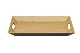 12 Bulk Glitter Rectangle Plastic Tray 15 inch - Gold