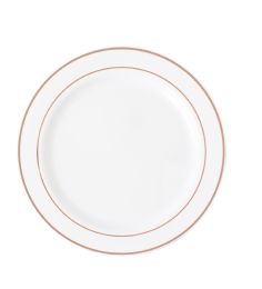 15 Bulk Disposable Deluxe Plate With Hot Stamping Ring 7 inch - Rose Gold 12pc