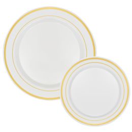 4 Bulk Disposable Deluxe Plate Set 50pc - Gold