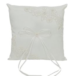 12 Bulk Wedding Pillow With Rhinestone Accent - White