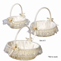 4 Bulk Wicker Round Baskets 3pc Set