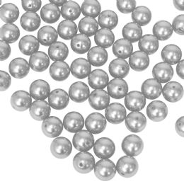 12 Bulk 20mm Craft Pearl Beads With Hole 454g - Silver