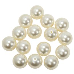 12 Bulk 30mm Craft Pearl Beads With Hole 454g - Ivory