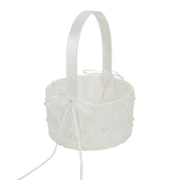12 Bulk Wedding Basket With Rhinestone Accent - White