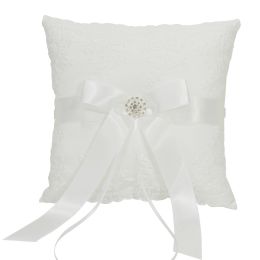 12 Bulk Wedding Pillow With Rhinestone Accent - White