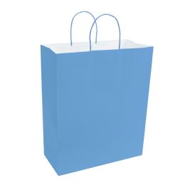 8 Bulk Paper Bags With Handles For Favors & Gifts 15 inch - Blue 12pc Pack