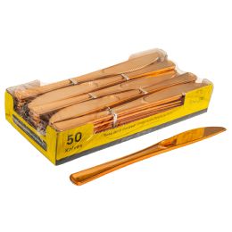 24 Bulk Plastic Knives Set 50pc/pack - Rose Gold