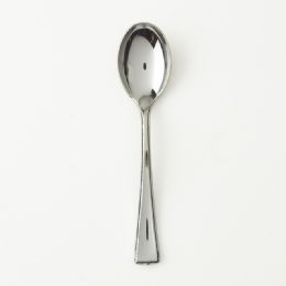 24 Bulk Plastic Mini Tasting Spoons 24pc/bag - Silver