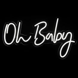 4 Bulk Oh Baby Neon Light Sign With Hanging Chain 26 inch - White