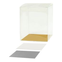 12 Bulk Pvc Gift Box With Gold, Silver, And White Paper Insert 12pc