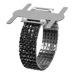 36 Bulk Corsage Wristlet With L" Rhinestone Band - Black