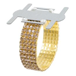 36 Bulk Corsage Wristlet With L" Rhinestone Band - Gold