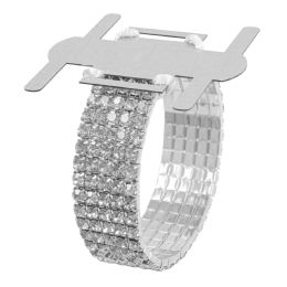36 Bulk Corsage Wristlet With L in Rhinestone Band - Silver