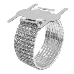 36 Bulk Corsage Wristlet With 1 in Rhinestone Band - Silver