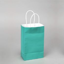 12 Bulk Paper Bags With Handles For Favors & Gifts 8 in - Aqua 12pc