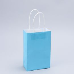 12 Bulk Paper Bags With Handles For Favors & Gifts 8 inches - Blue 12pc