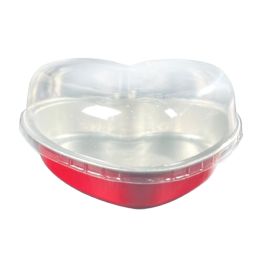20 Bulk 6oz Heart Aluminum Baking Cup With Dome Lid 50pc/pack - Red