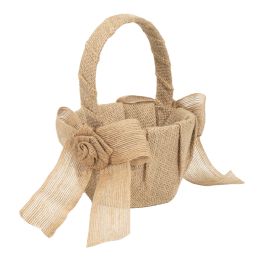 12 Bulk Burlap Basket With Bows