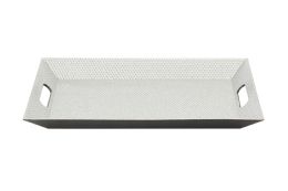 12 Bulk Beaded Rectangle Plastic Tray 15 inch - Silver
