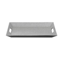 12 Bulk Glitter Rectangle Plastic Tray 15 inch - Silver