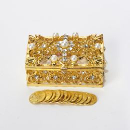 6 Bulk Arras Set For Weddings - Rhinestone Rectangle Box With Pearl