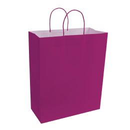 8 Bulk Paper Bags With Handles For Favors & Gifts 15 inch - Fuchsia 12pc Pack