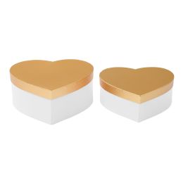 6 Bulk Nested Heart Floral Boxes 2pc/set - White